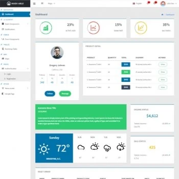 Mash Able Angular Dashboard