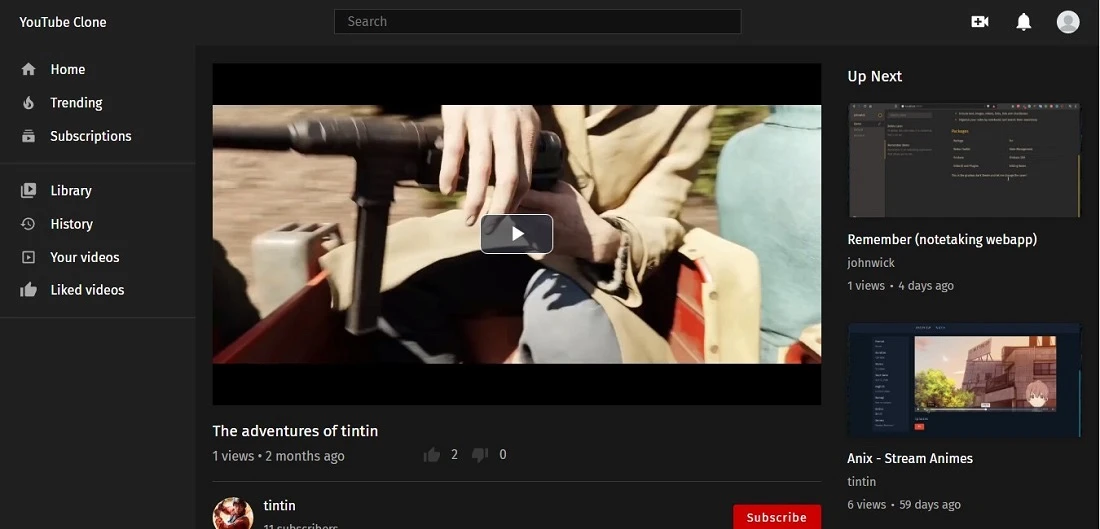 Click to enlarge image Youtube Clone