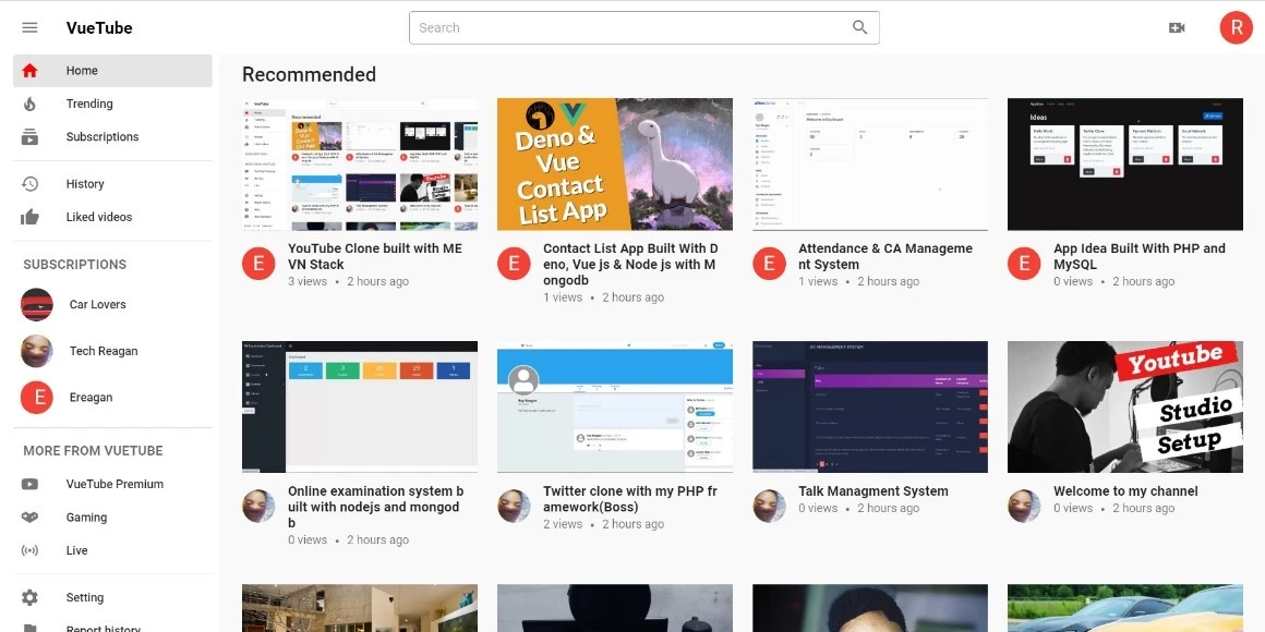 Click to enlarge image VueTube Youtube Clone