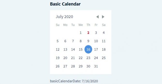 Basic calendar daypicker