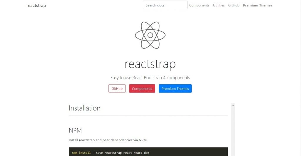 Reactstrap - Based on popular Bootstrap framework